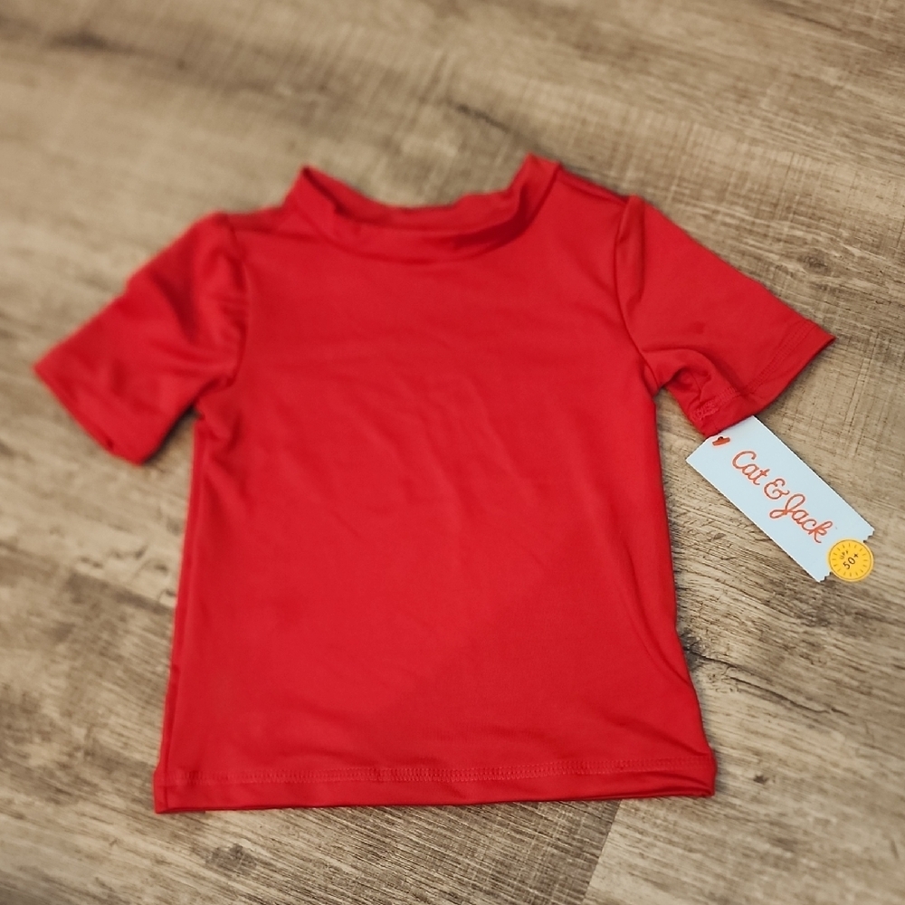 Cat & Jack Red Swim Rashguard